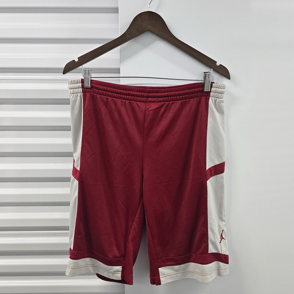 Y2K Air Jordan Basketball Shorts Youth XL 13-15 Red White Jumpman Mesh